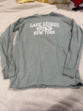 Comfort Colors Lake George New York Long Sleeve Tee in Sage